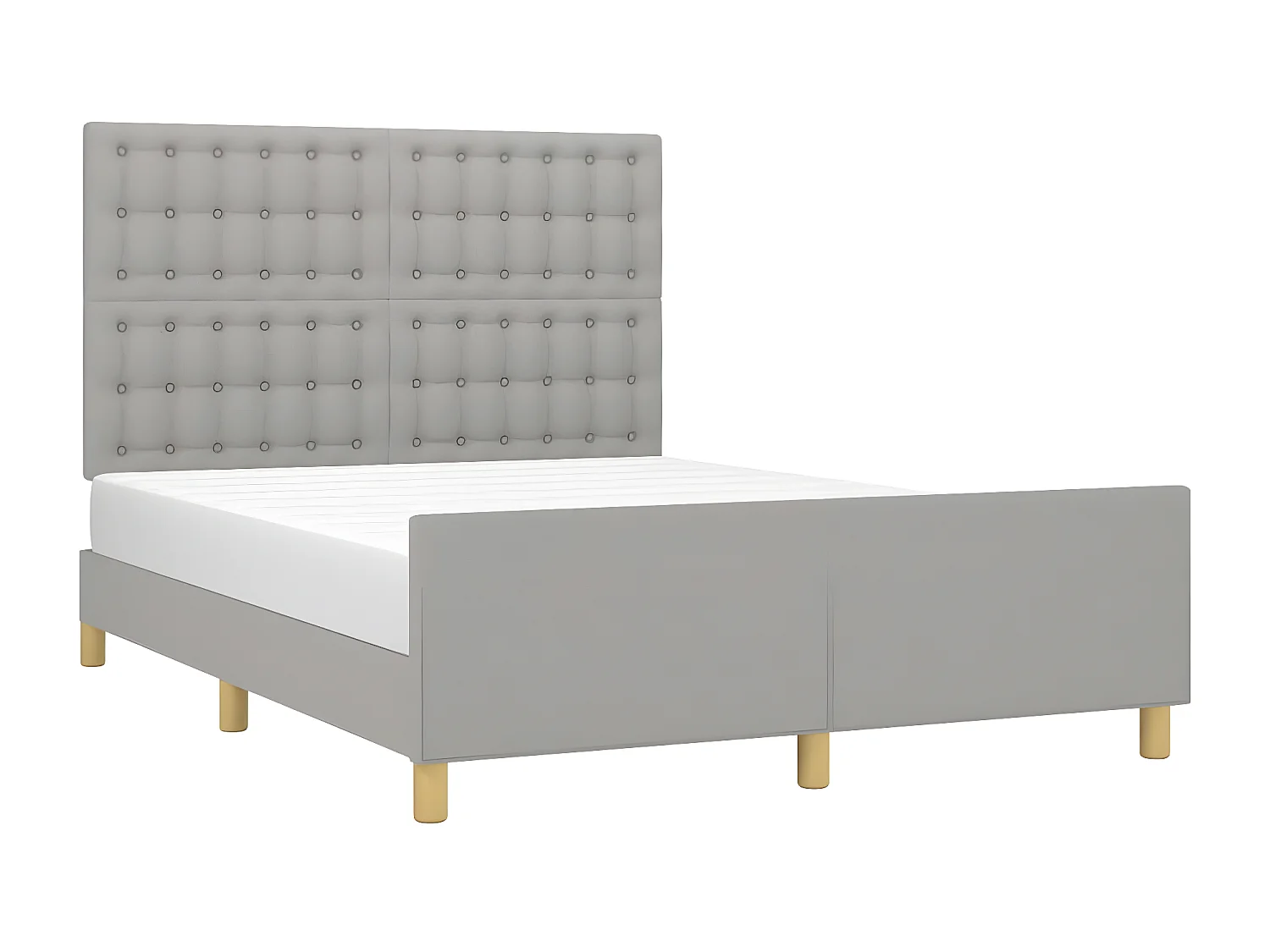 Estrutura de cama com cabeceira 140x200 cm tecido cinza-claro