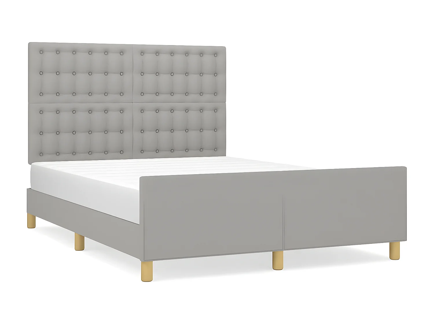 Estrutura de cama com cabeceira 140x200 cm tecido cinza-claro