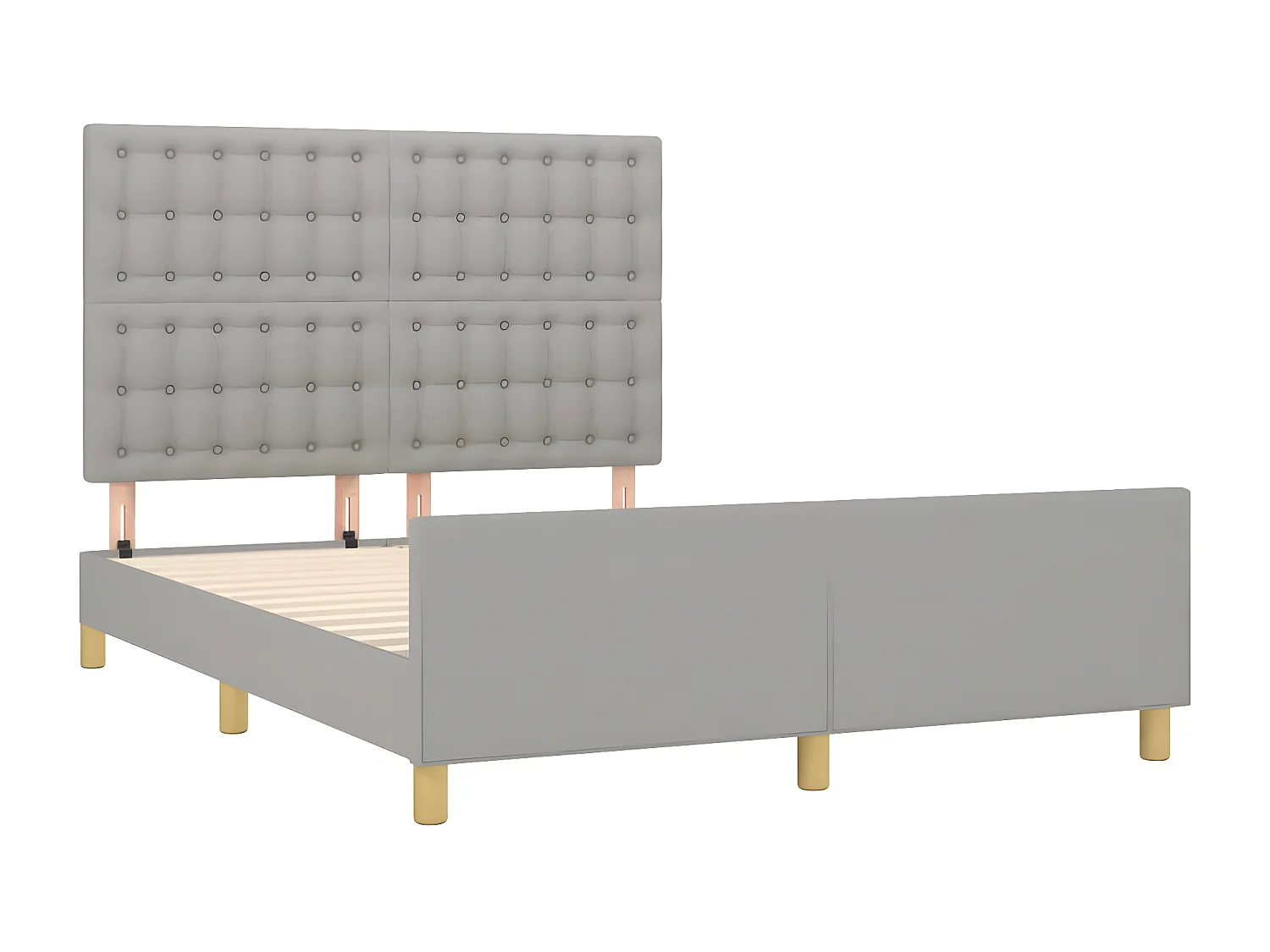 Estrutura de cama com cabeceira 140x200 cm tecido cinza-claro