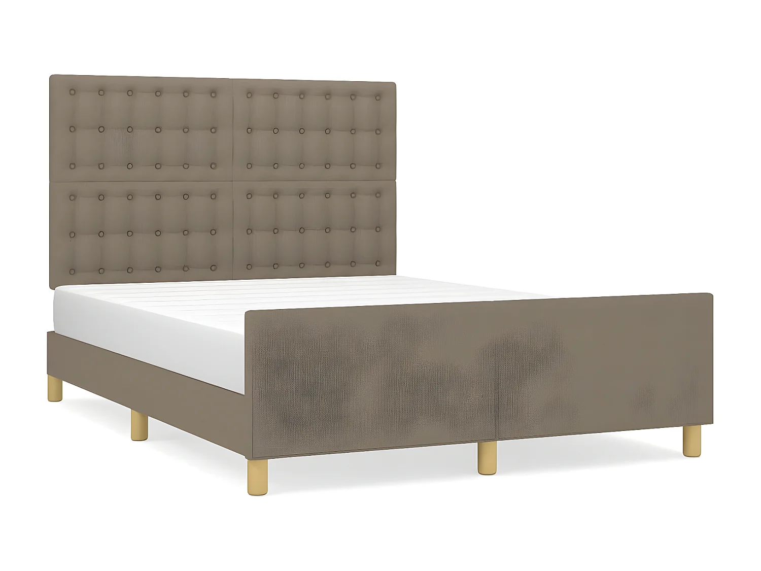 Estructura de cama con cabecero de tela gris taupe 140x200 cm