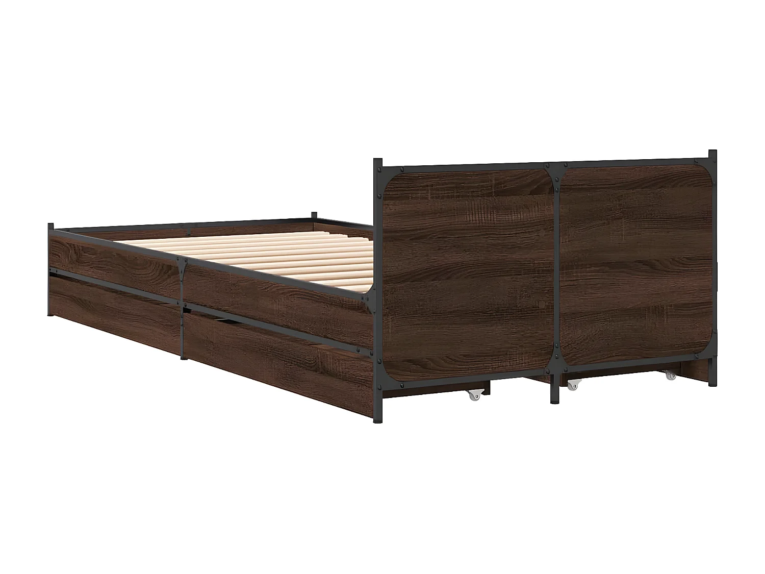 Cama con cajones madera de ingeniería marrón roble 100x200 cm