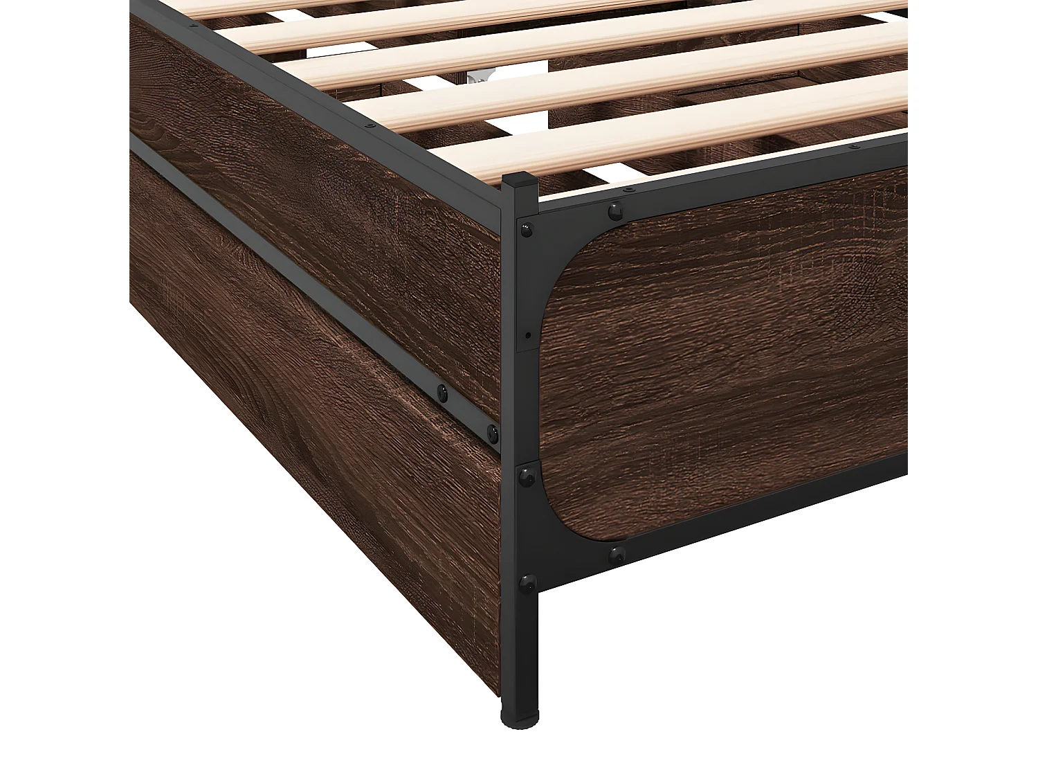 Cama con cajones madera de ingeniería marrón roble 100x200 cm