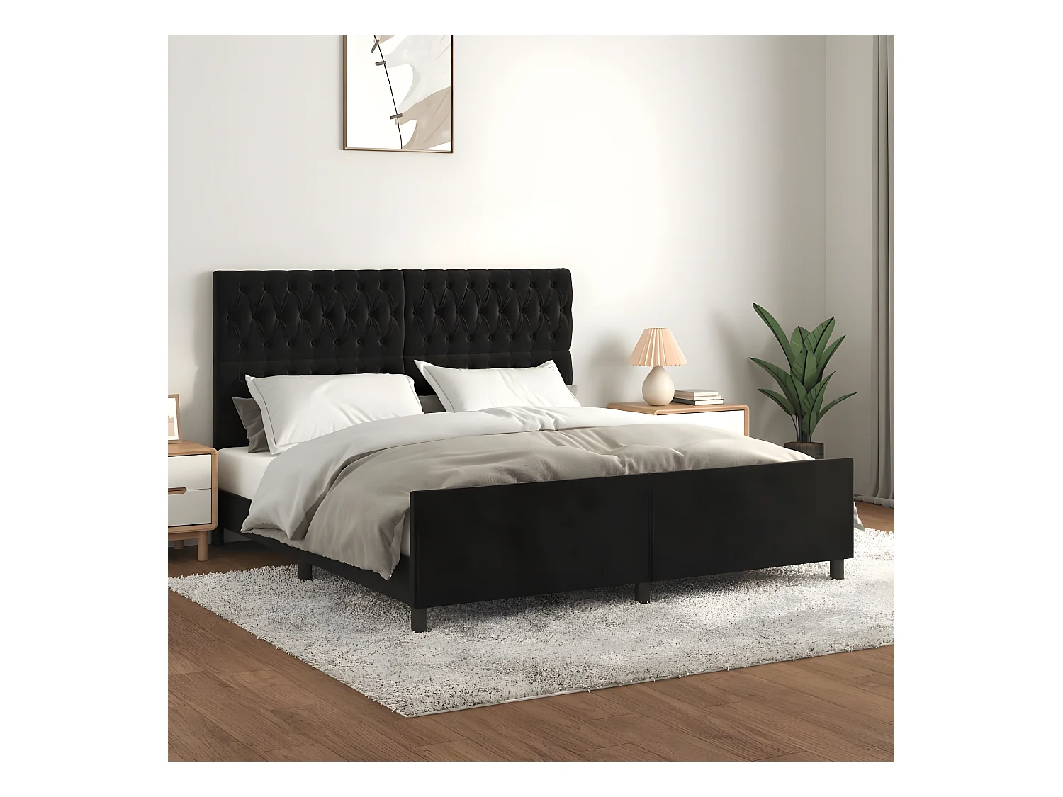 Estrutura de cama c/ cabeceira 180x200 cm veludo preto