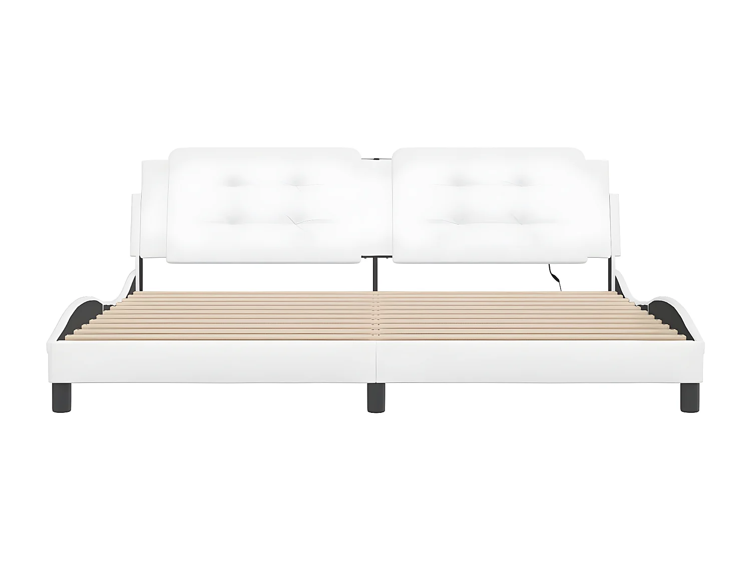 Estructura cama con luces LED cuero sintético blanco 200x200 cm