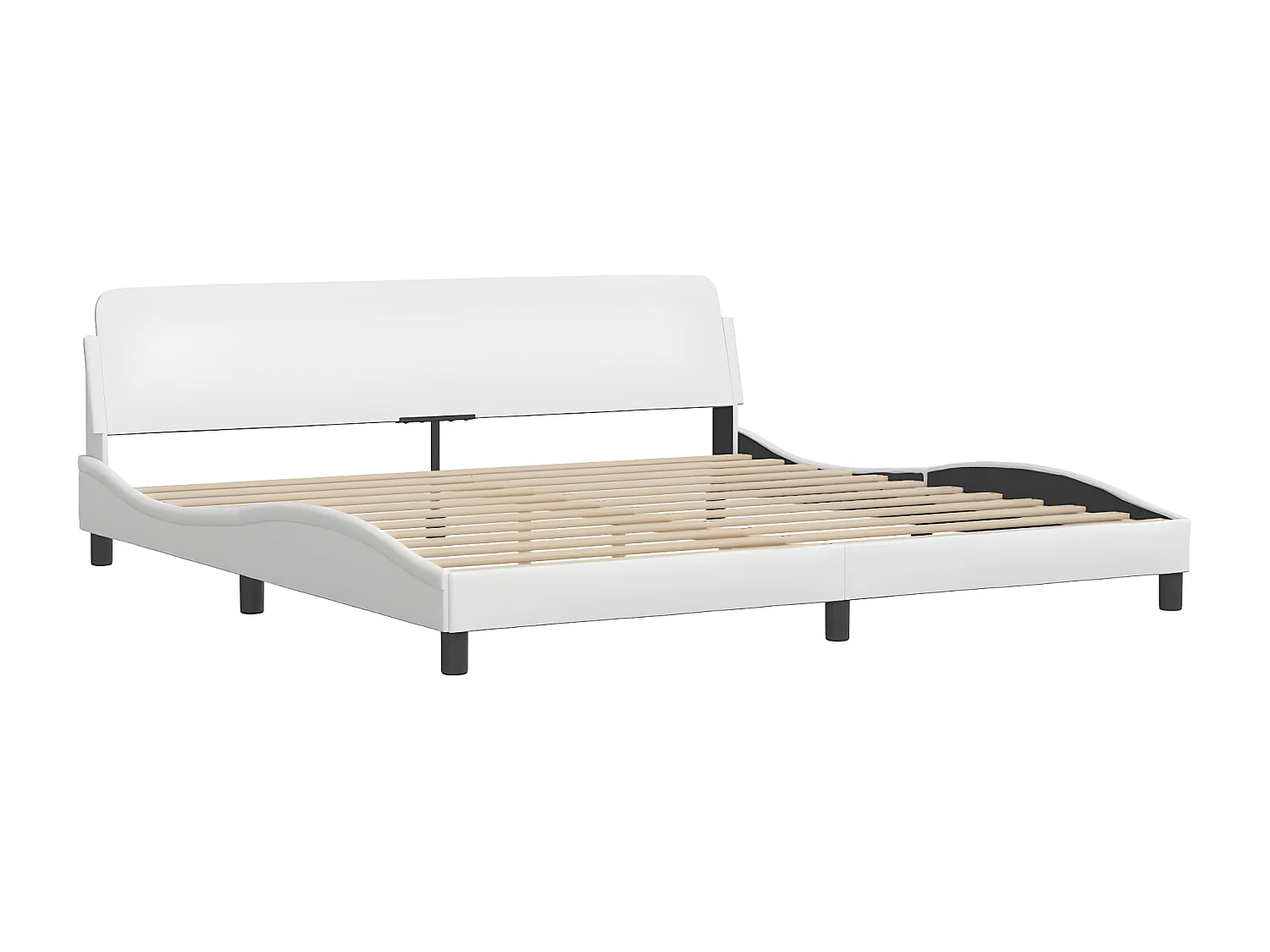 Estructura cama con luces LED cuero sintético blanco 200x200 cm