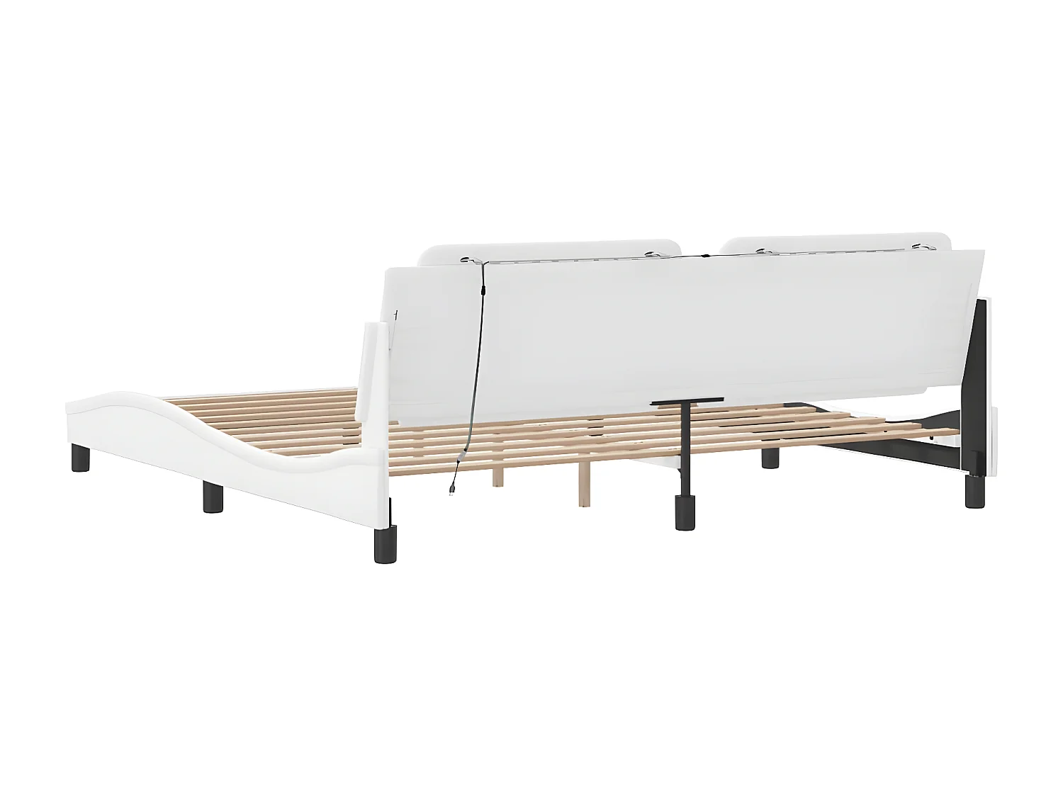 Estructura cama con luces LED cuero sintético blanco 200x200 cm