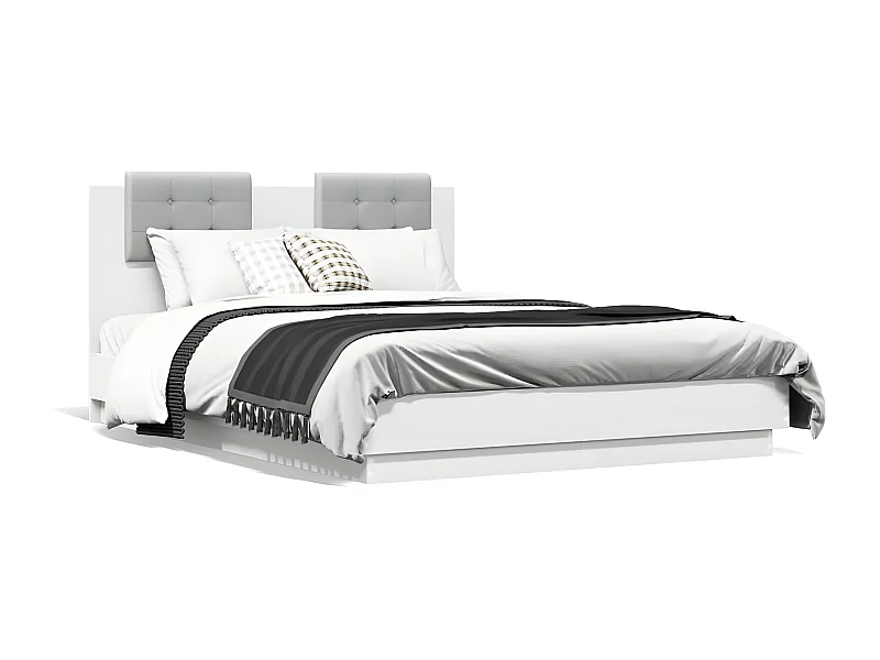 Estructura cama con cabecero madera ingeniería blanco 120x190cm