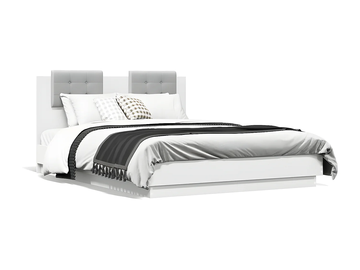 Estructura cama con cabecero madera ingeniería blanco 120x190cm