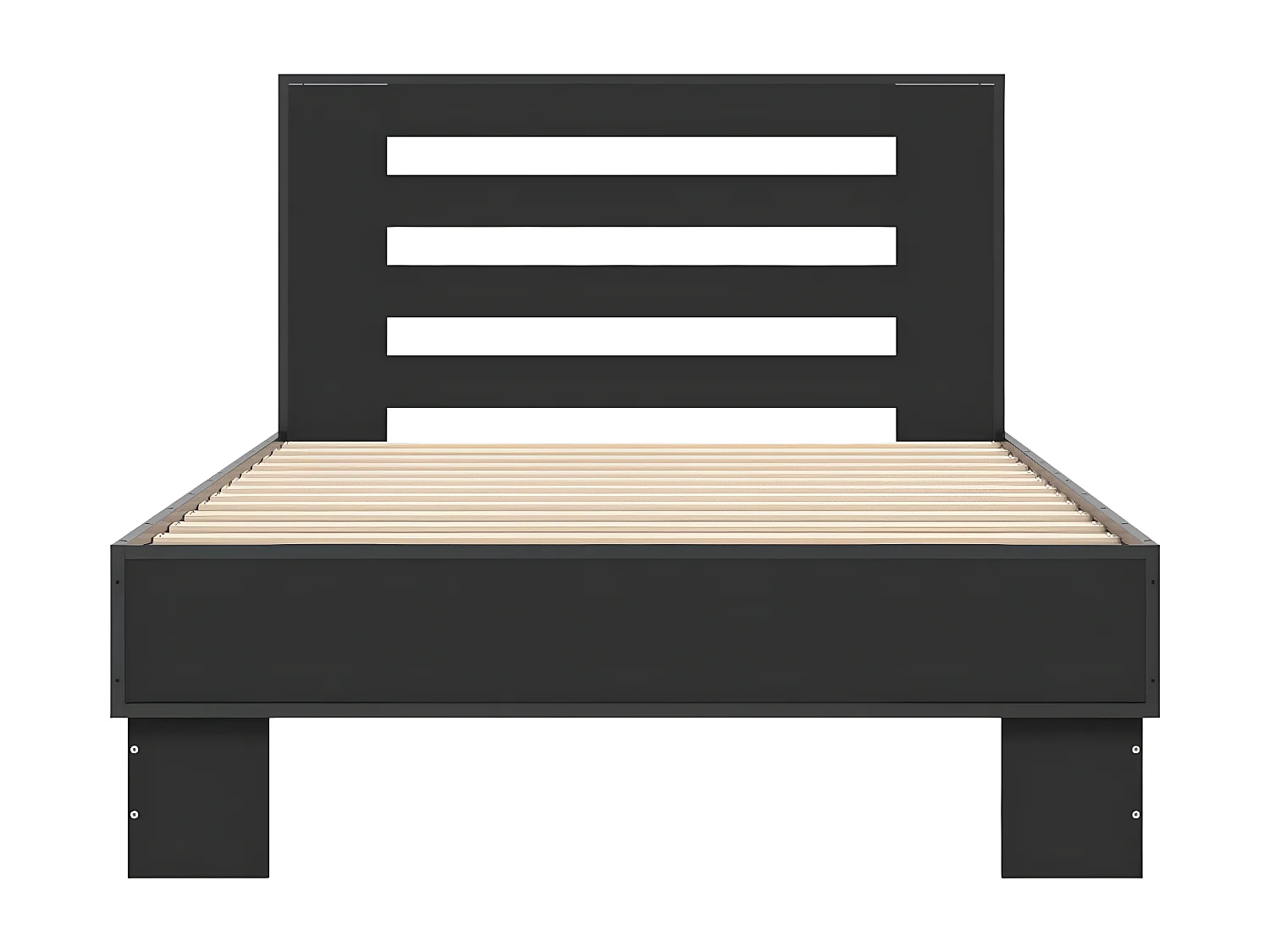 Cadre de lit noir 100x200 cm bois d'ingénierie et métal