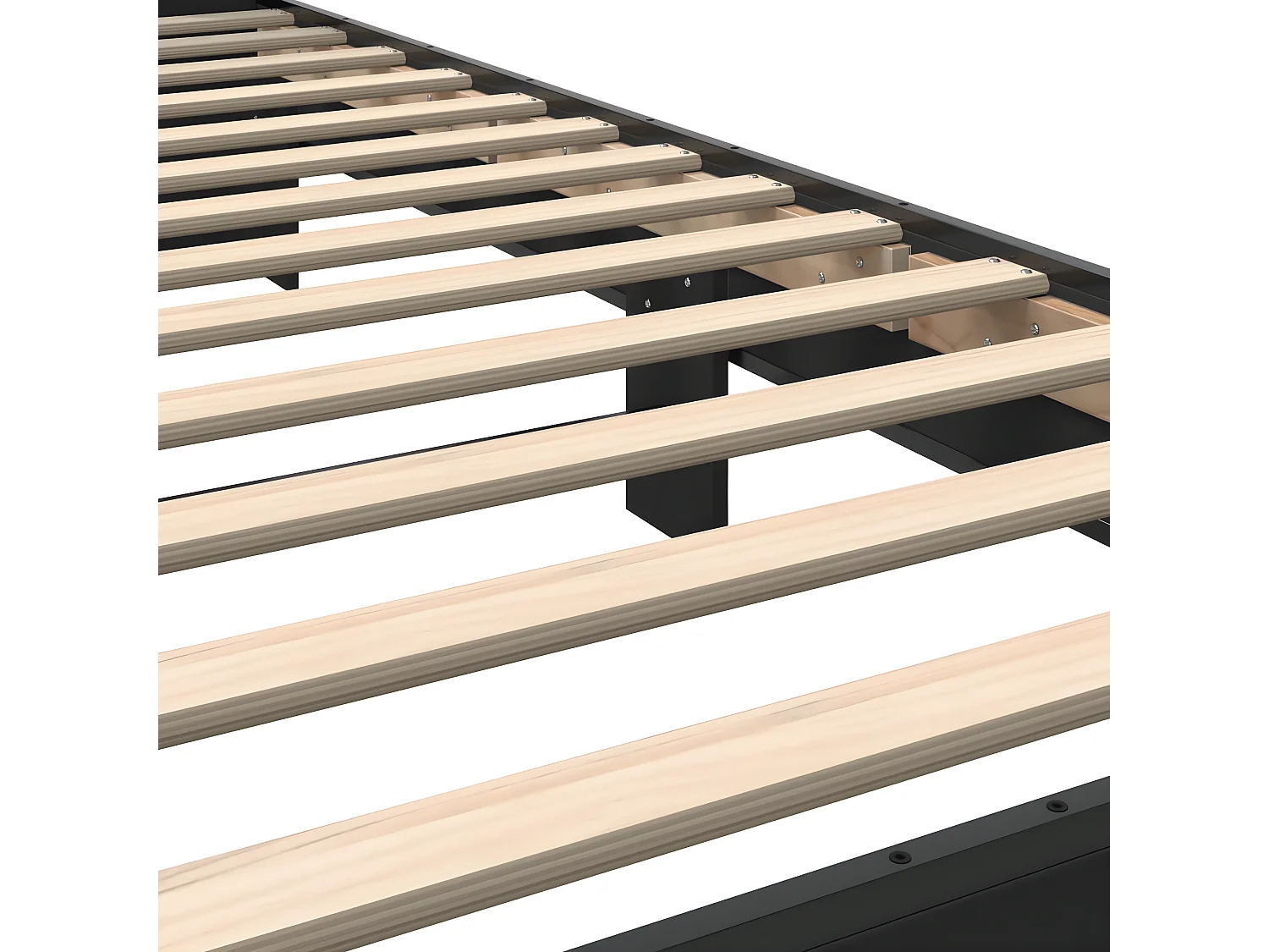 Cadre de lit noir 100x200 cm bois d'ingénierie et métal