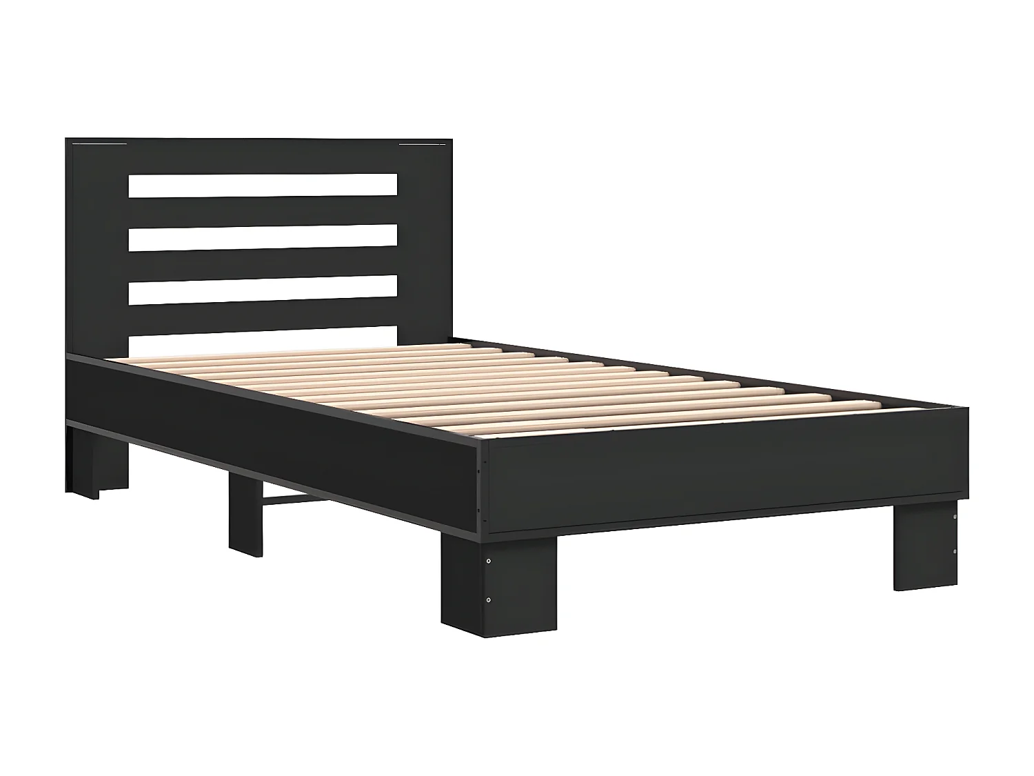 Estrutura de cama 100x200 cm derivados de madeira/metal preto