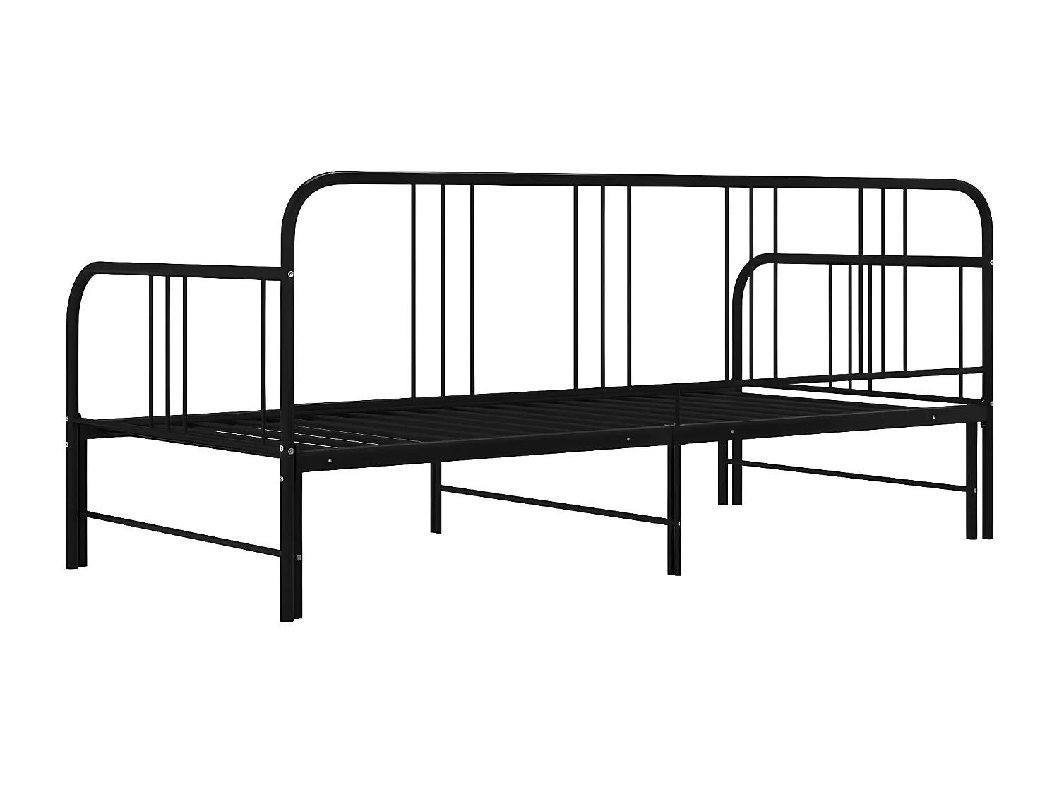 Cadre de canapé-lit extensible Noir Métal 90x200 cm