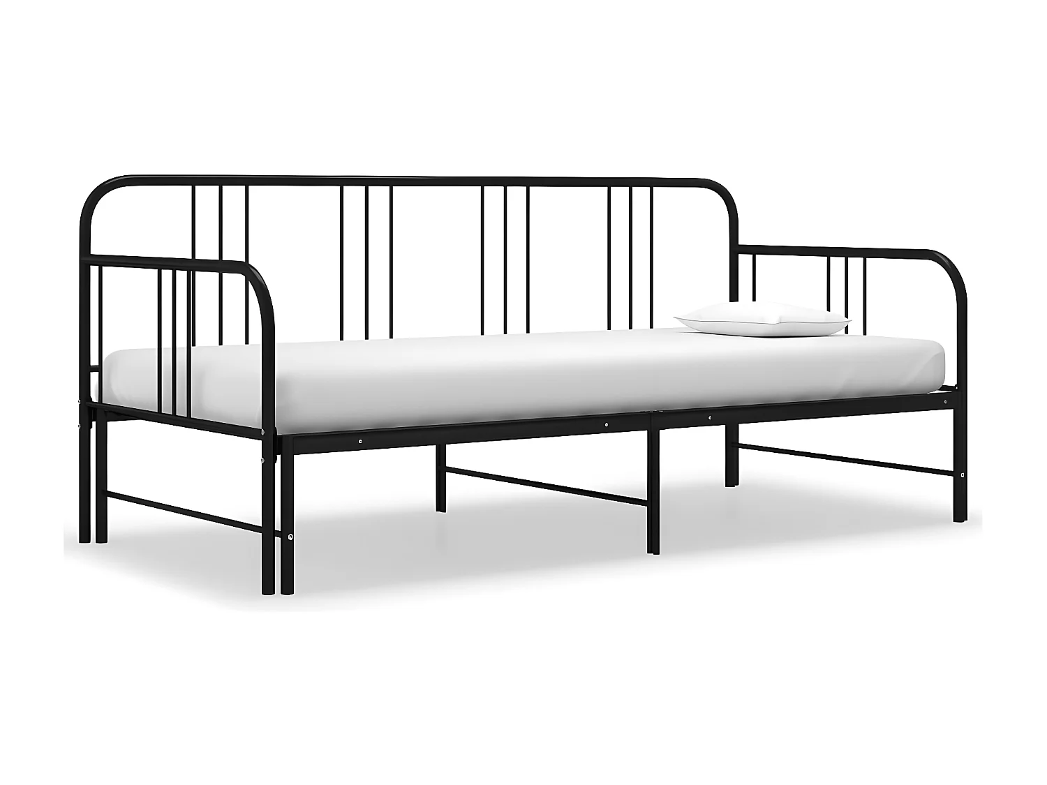 Estructura de sofá cama extraíble metal negro 90x200 cm