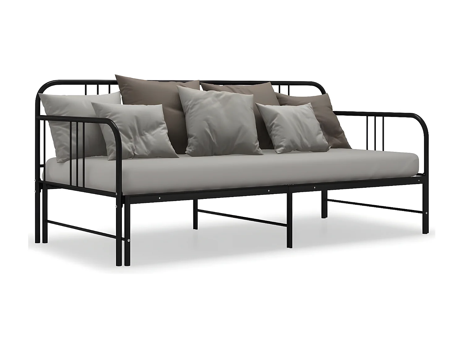 Estructura de sofá cama extraíble metal negro 90x200 cm