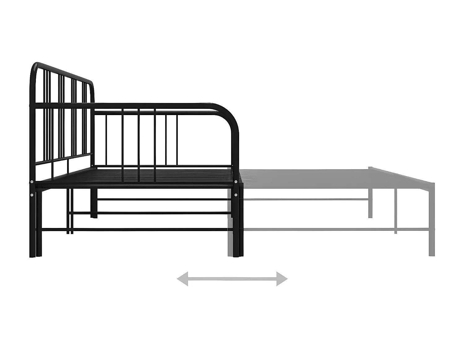 Estructura de sofá cama extraíble metal negro 90x200 cm