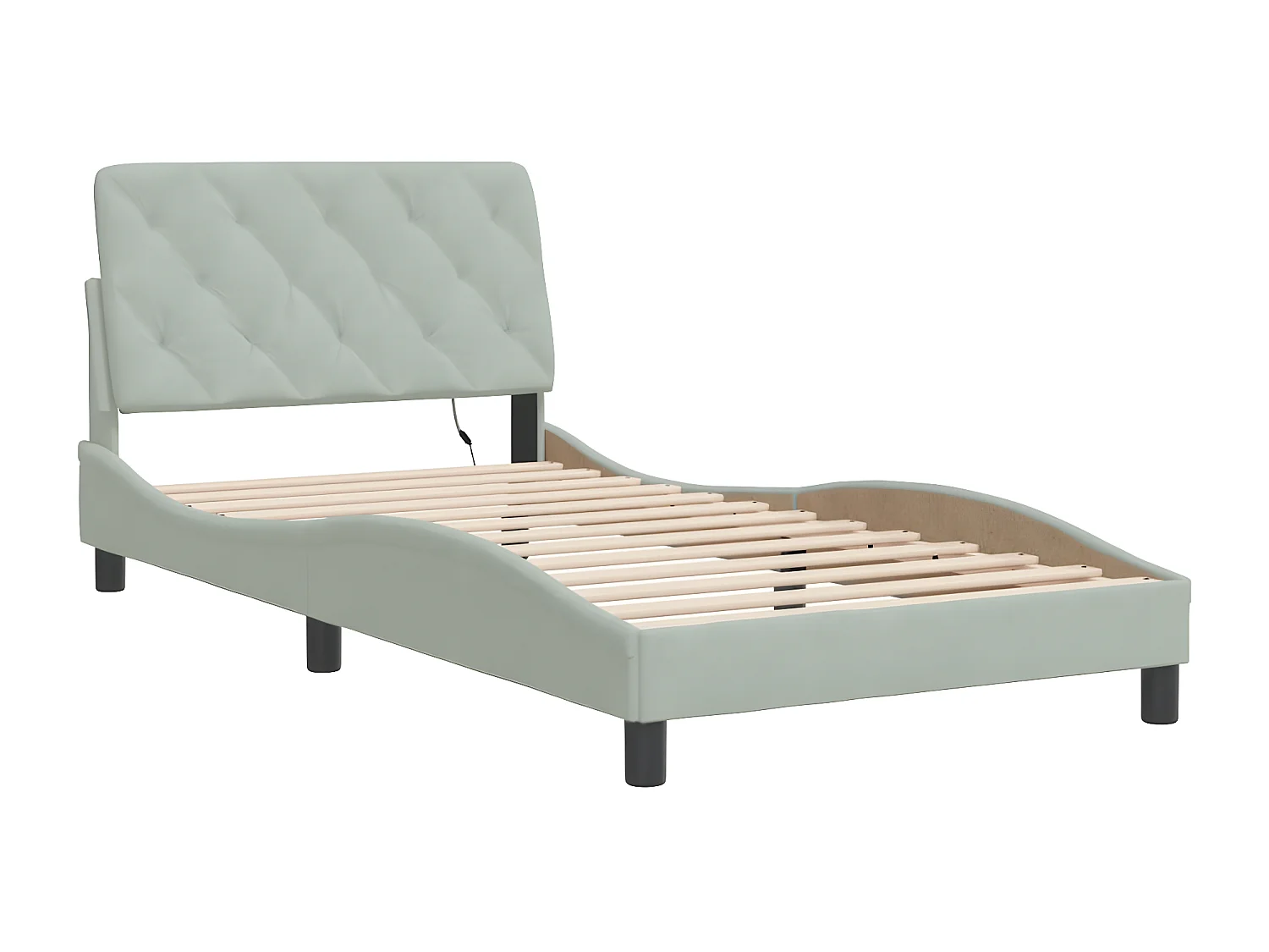 Cadre de lit avec lumières LED gris clair 100x200 cm velours