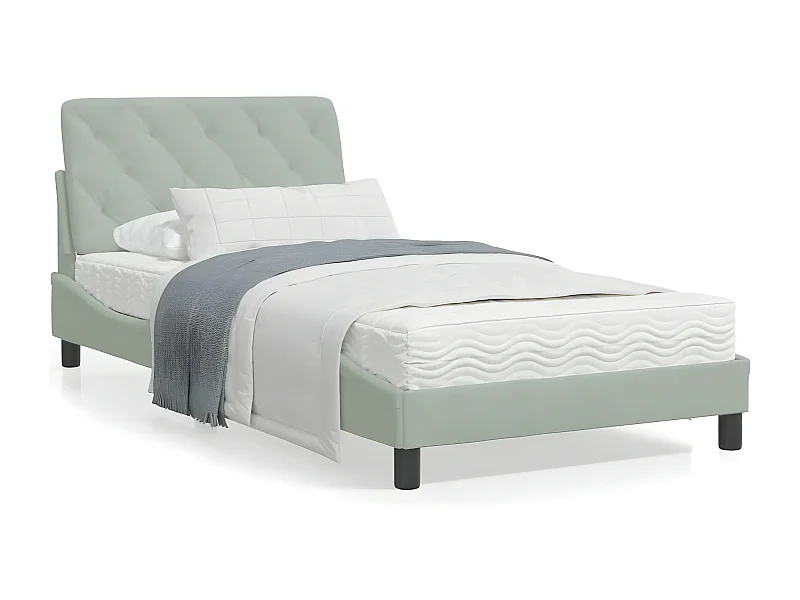 Estructura cama con luces LED terciopelo gris claro 100x200 cm