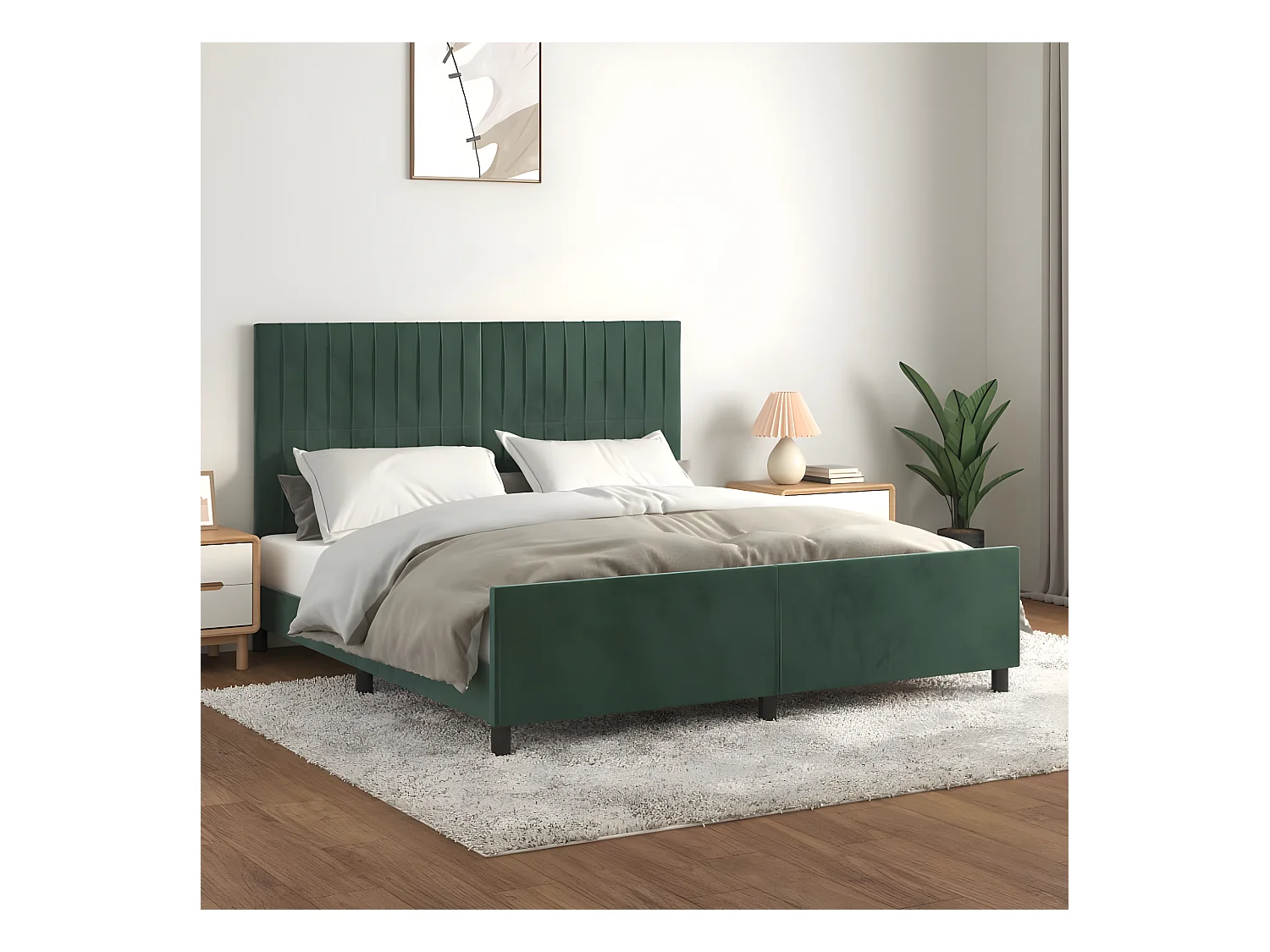 Cadre de lit avec tête de lit Vert foncé 180x200 cm Velours