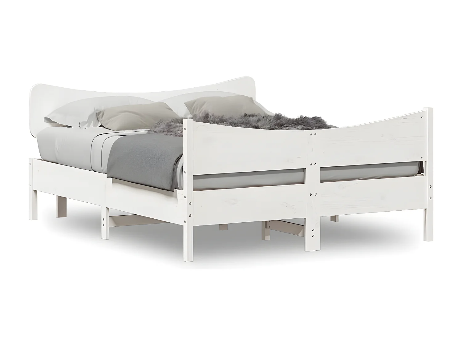 Estrutura cama c/ cabeceira 140x190 cm pinho maciço branco