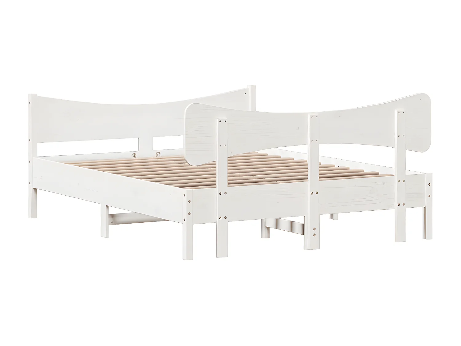 Estrutura cama c/ cabeceira 140x190 cm pinho maciço branco
