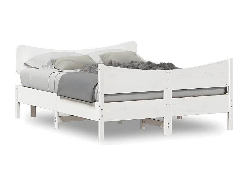 Estrutura cama c/ cabeceira 140x190 cm pinho maciço branco