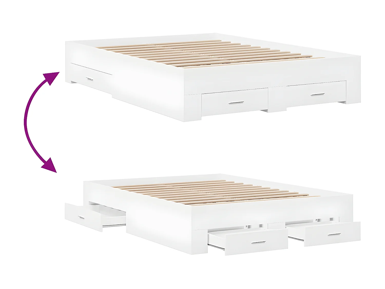 Cama con cajones madera de ingeniería blanco 135x190 cm