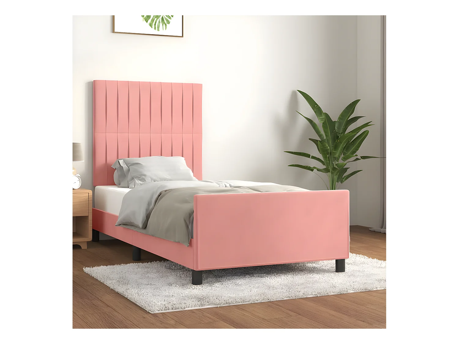Cadre de lit avec tête de lit Rose 80x200 cm Velours