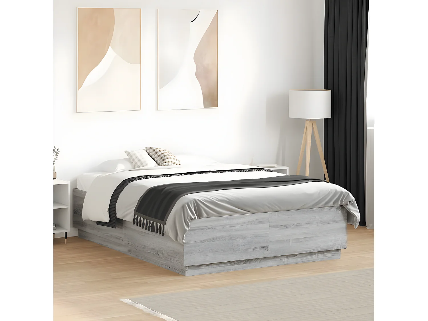 Estructura de cama madera de ingeniería gris Sonoma 140x190 cm