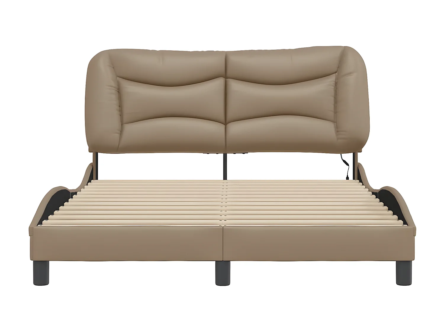 Estrutura cama c/ luzes LED 120x200 couro artificial cappuccino