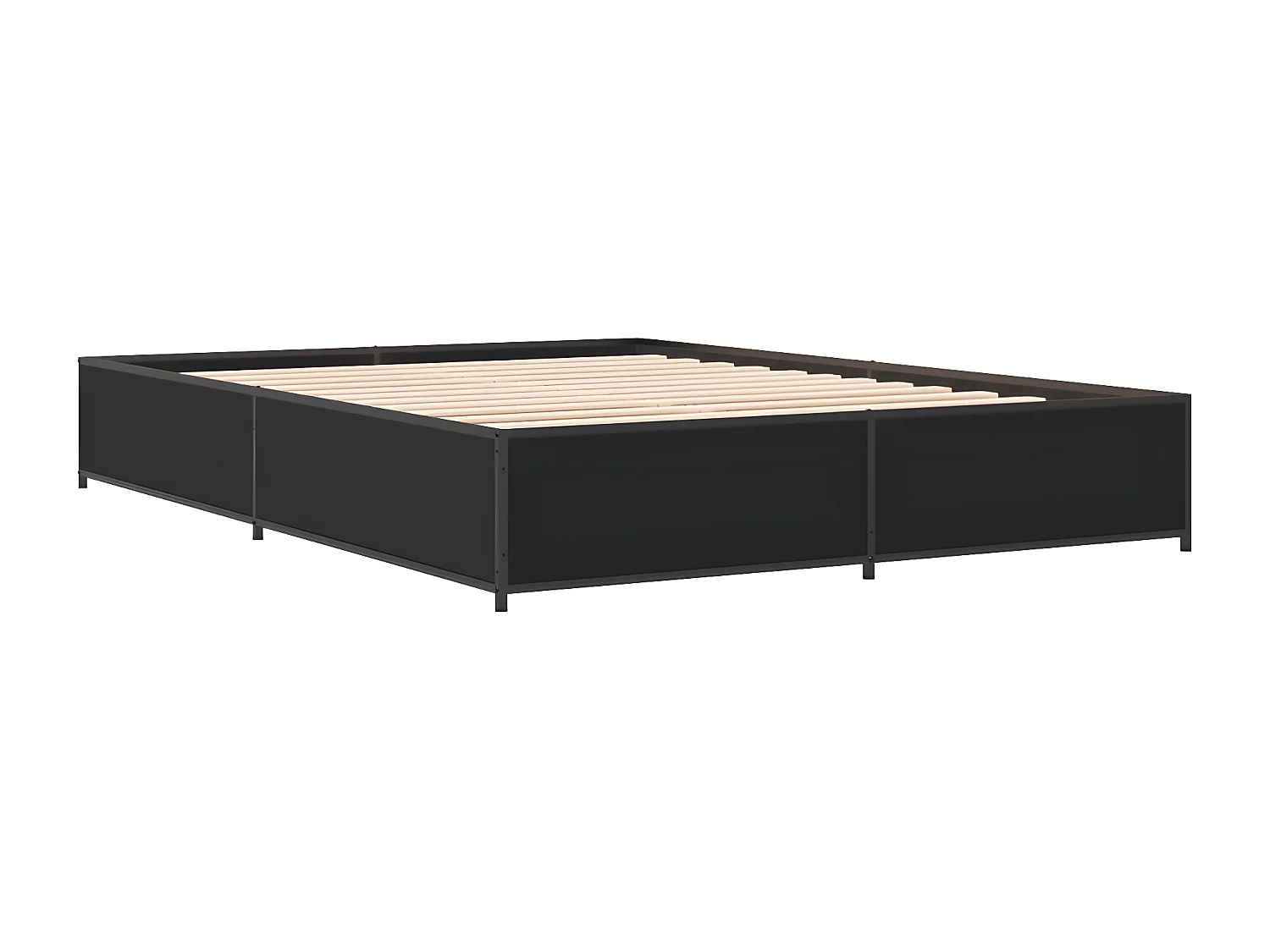 Estructura de cama madera de ingeniería y metal negro 135x190cm