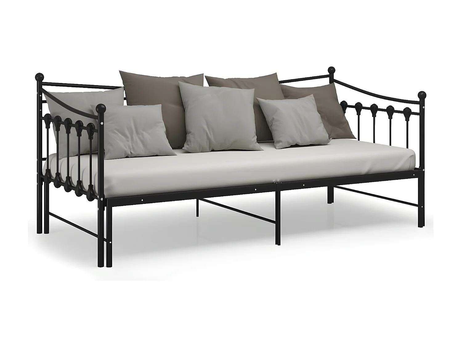 Estructura de sofá cama extraíble de metal negro 90x200 cm