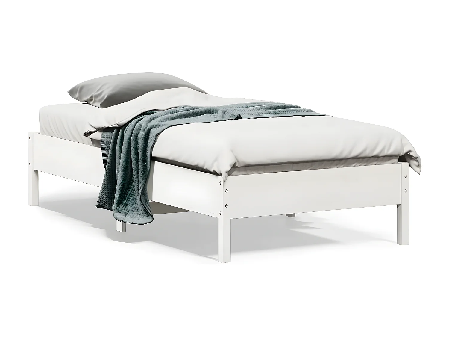 Estrutura de cama 75x190 cm madeira de pinho maciça branco