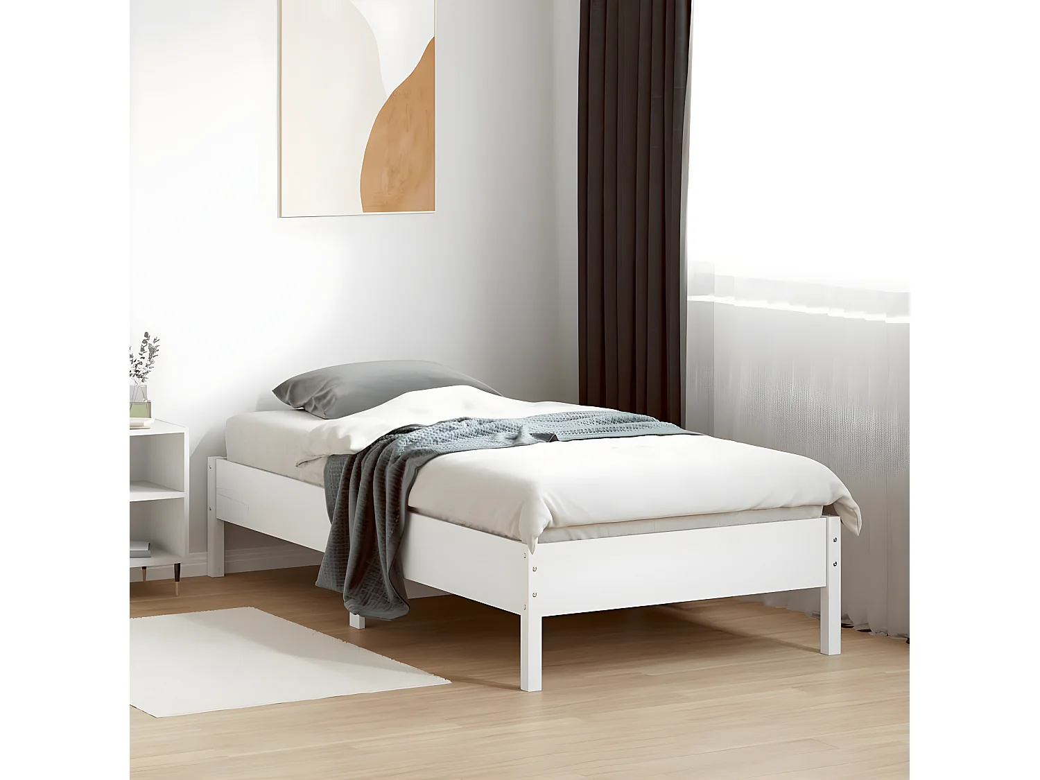 Estrutura de cama 75x190 cm madeira de pinho maciça branco