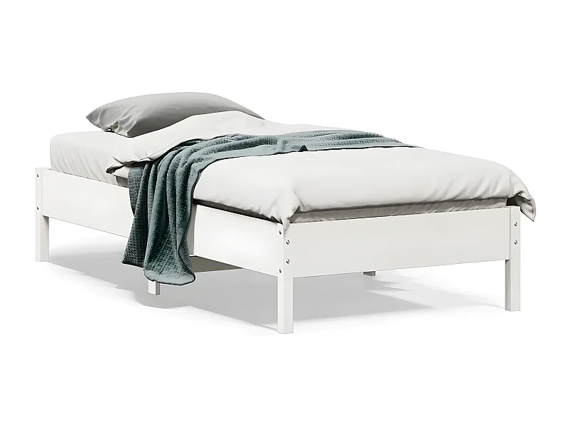 Estrutura de cama 75x190 cm madeira de pinho maciça branco
