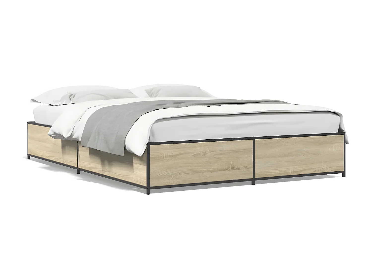 Estrutura de cama 150x200 cm derivados madeira/metal