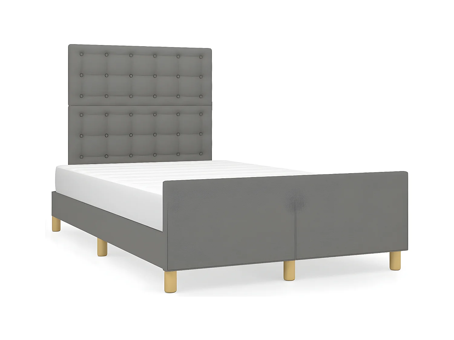 Cadre de lit avec tête de lit gris foncé 120x190 cm tissu