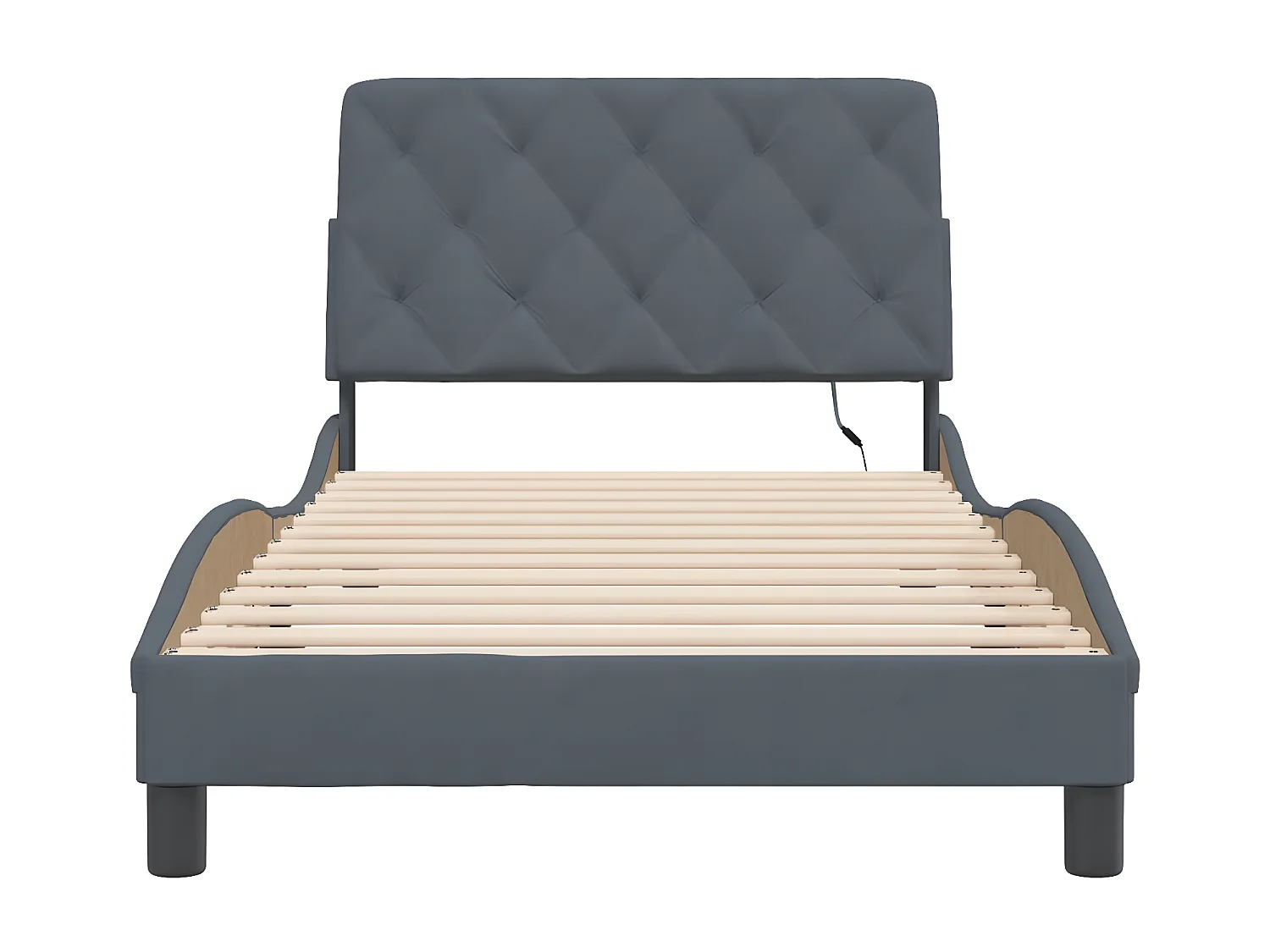 Estructura cama con luces LED terciopelo gris oscuro 100x200 cm