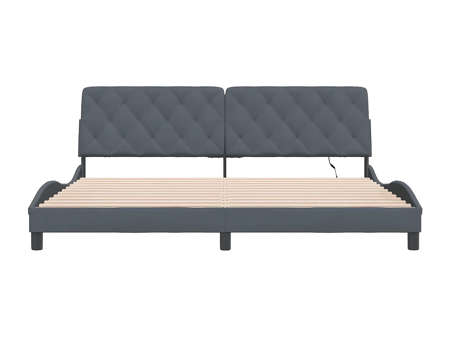 Estructura cama con luces LED terciopelo gris oscuro 200x200 cm