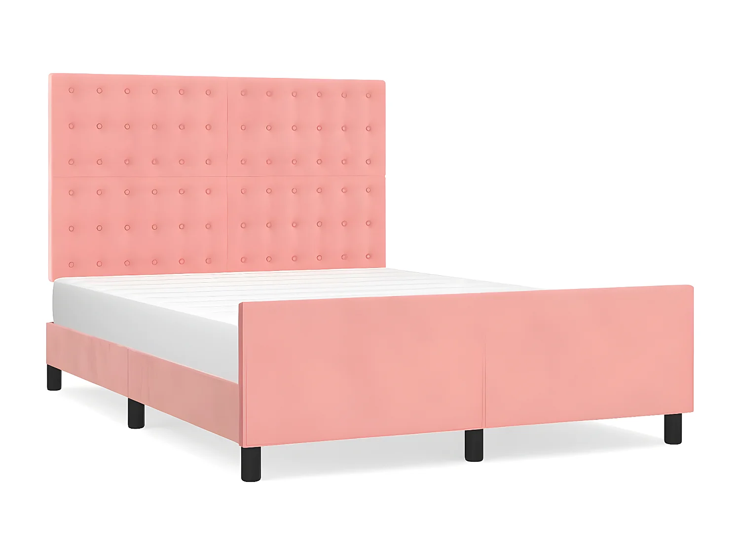 Estructura de cama con cabecero de terciopelo rosa 140x190 cm