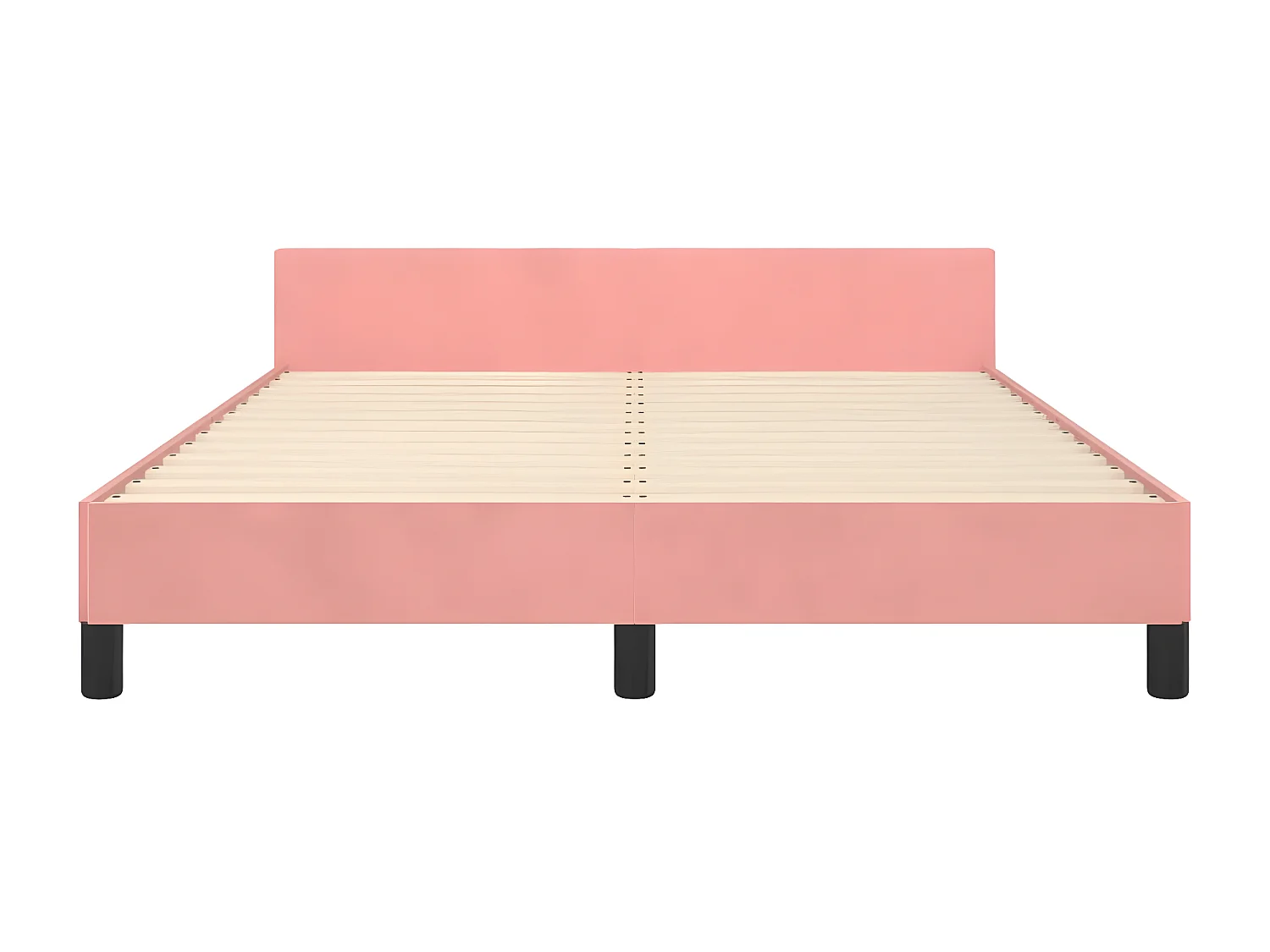 Estructura de cama con cabecero de terciopelo rosa 140x190 cm