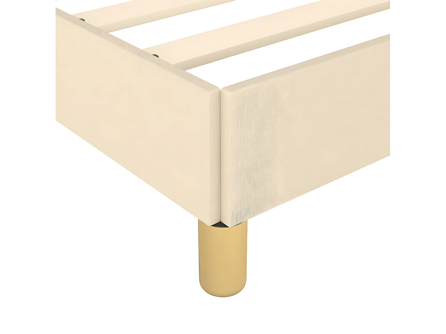 Estructura de cama con cabecero de tela color crema 90x200 cm