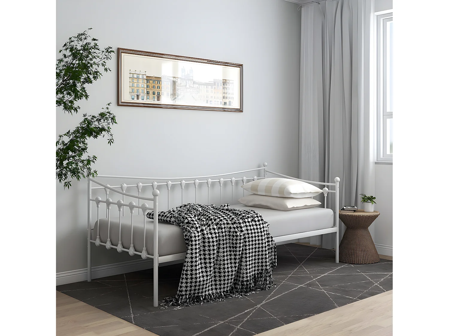 Sofá-cama 90x200 cm metal branco