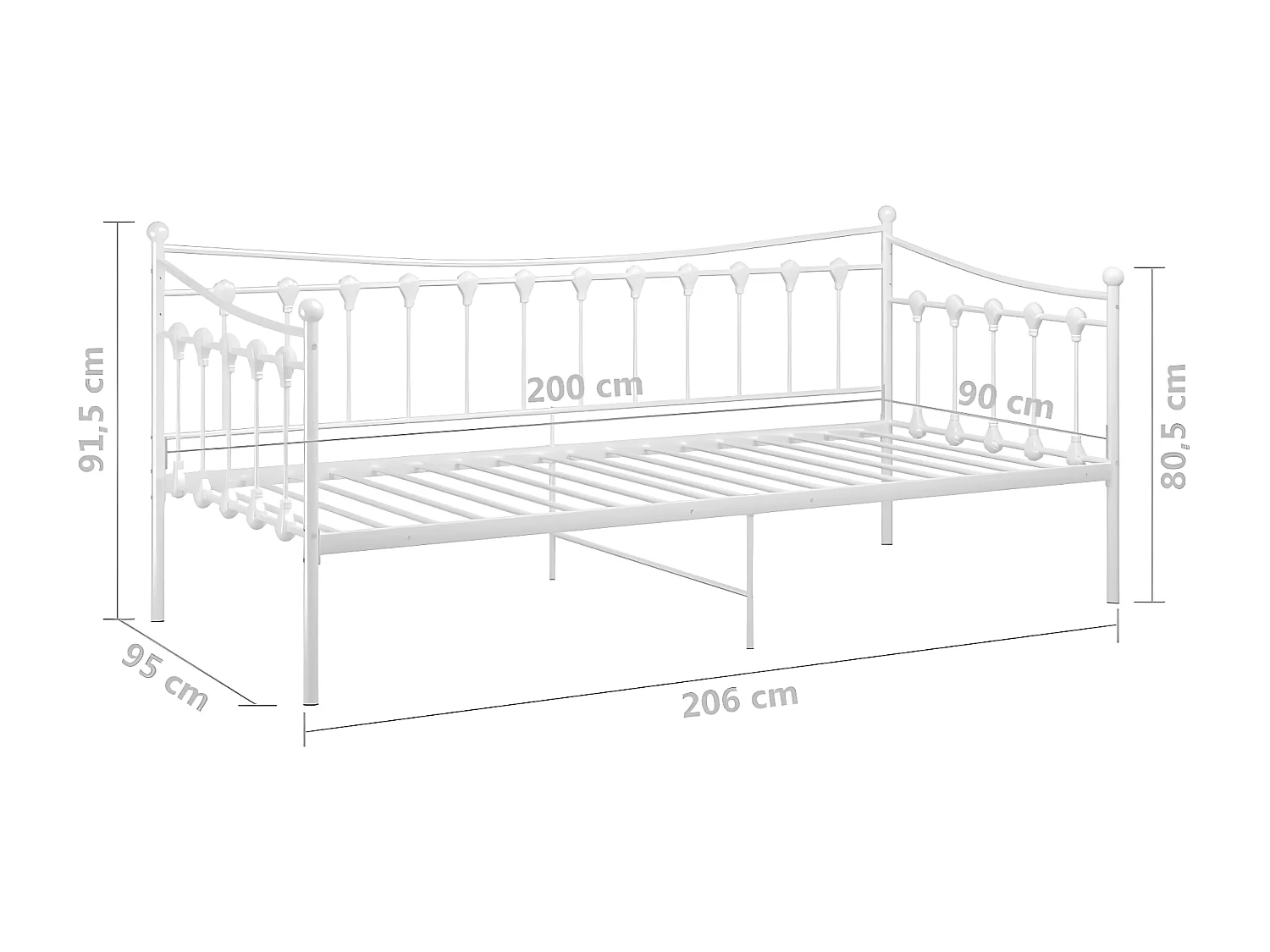 Sofá-cama 90x200 cm metal branco