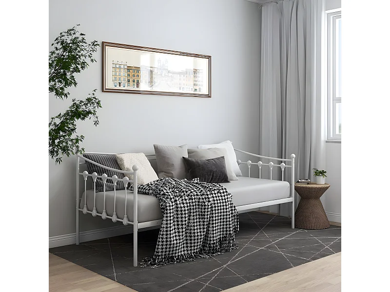 Sofá-cama 90x200 cm metal branco