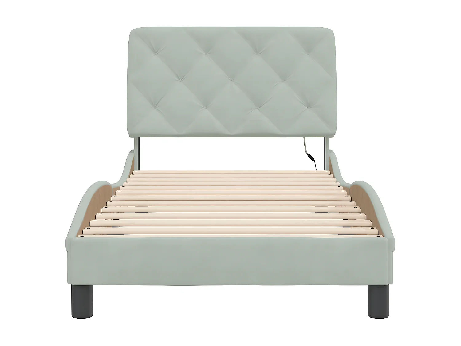 Estructura cama con luces LED terciopelo gris claro 90x190 cm