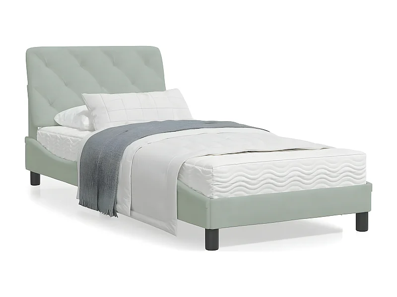 Estructura cama con luces LED terciopelo gris claro 90x190 cm