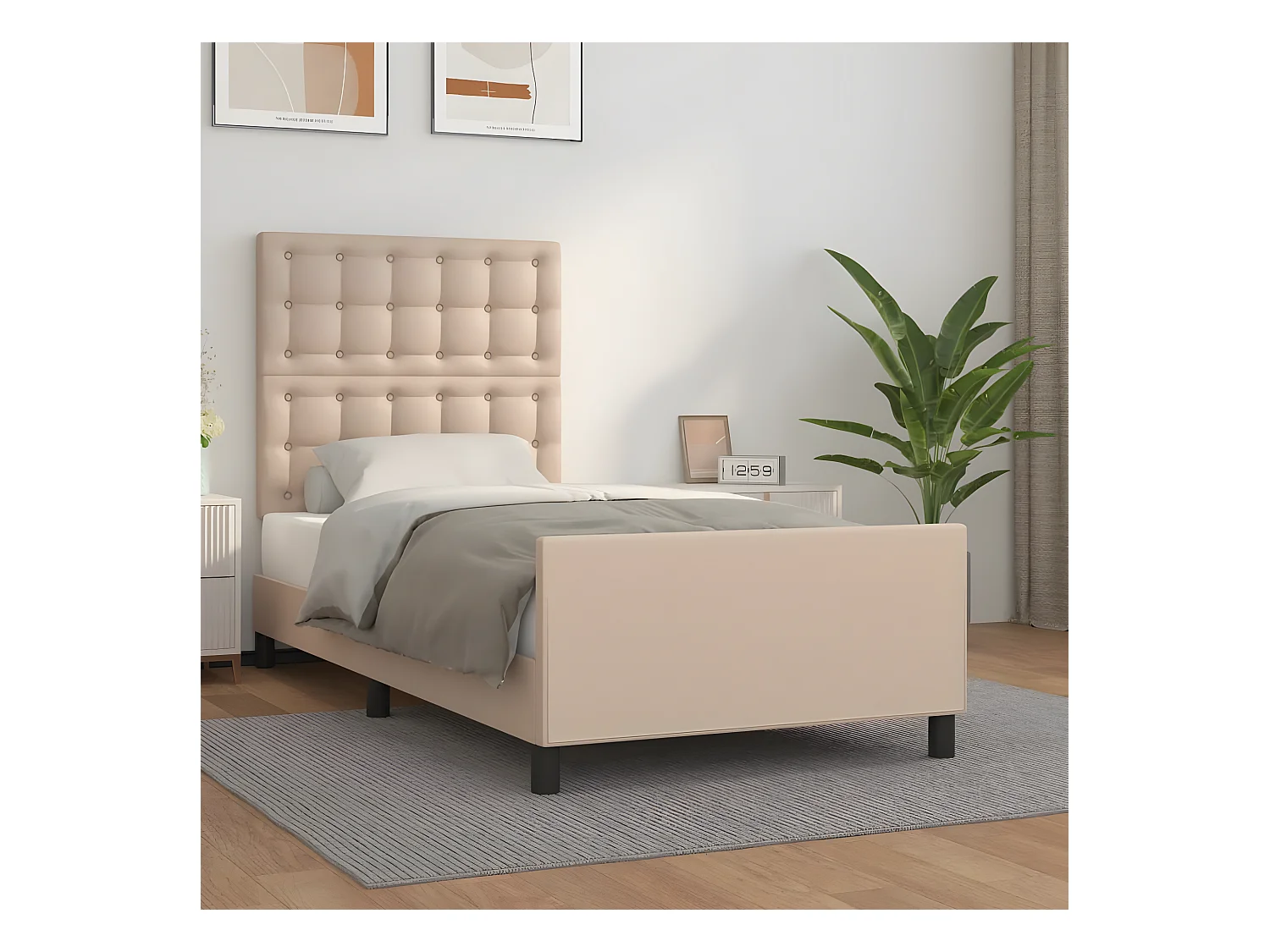 Cadre de lit avec tête de lit Cappuccino 90x200 cm Similicuir