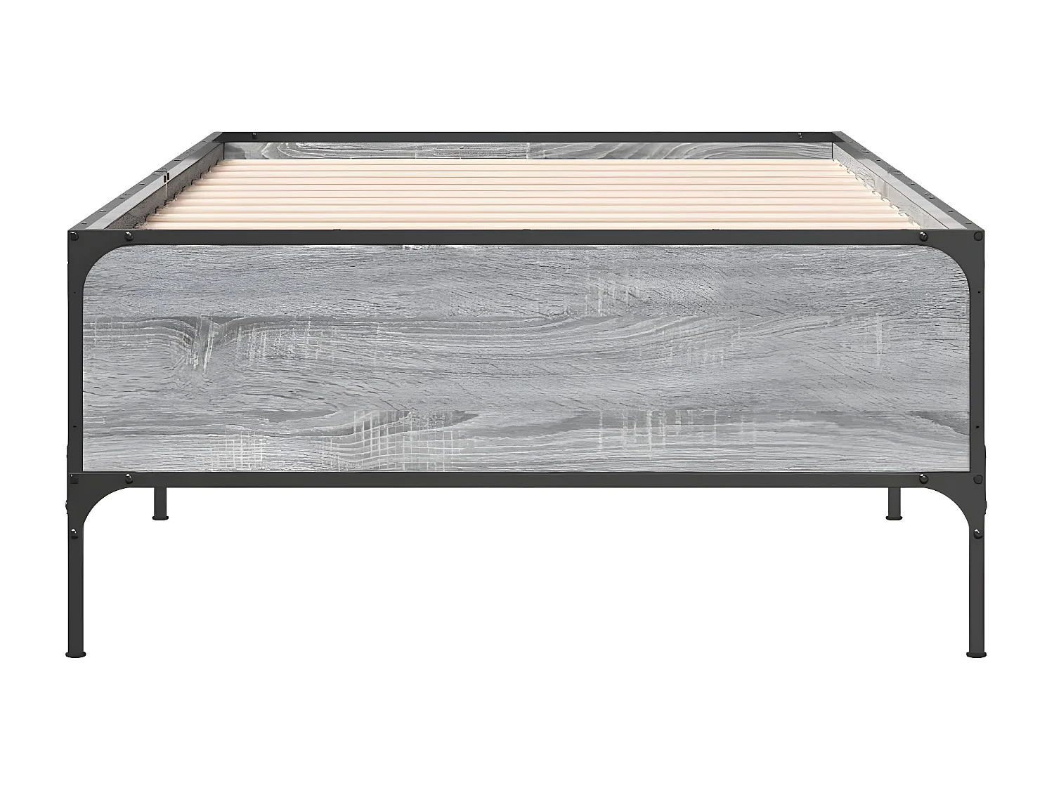 Estrutura de cama derivados de madeira e metal cinzento sonoma