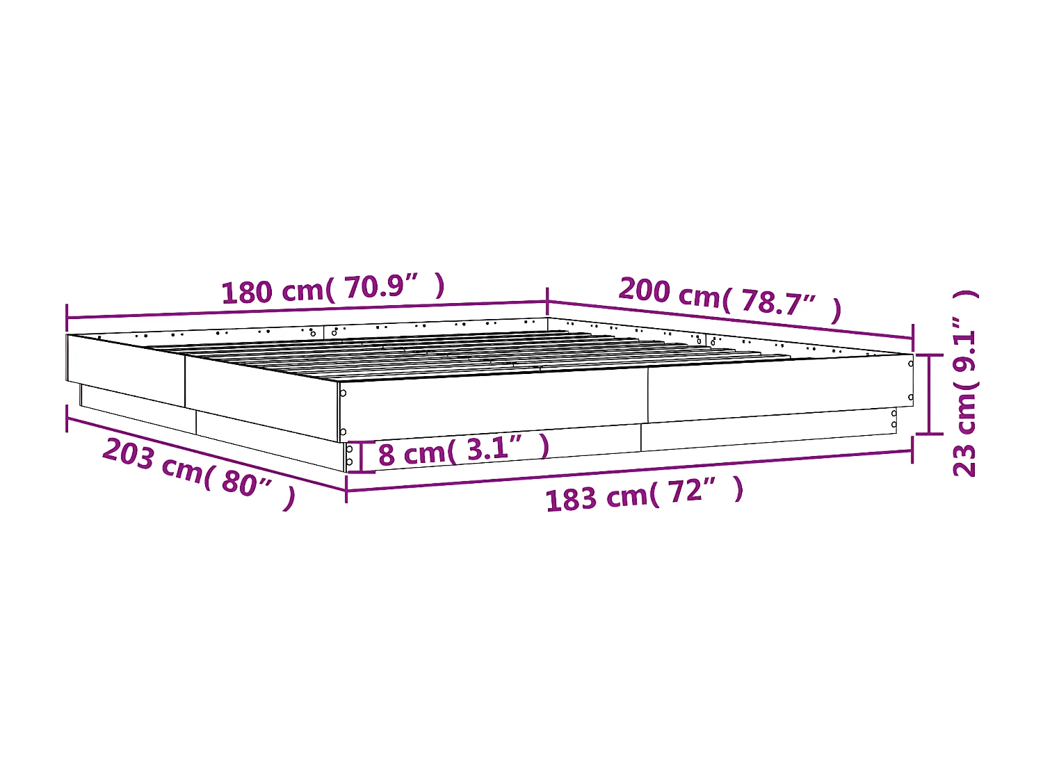 Cadre de lit chêne sonoma 180x200 cm bois d'ingénierie