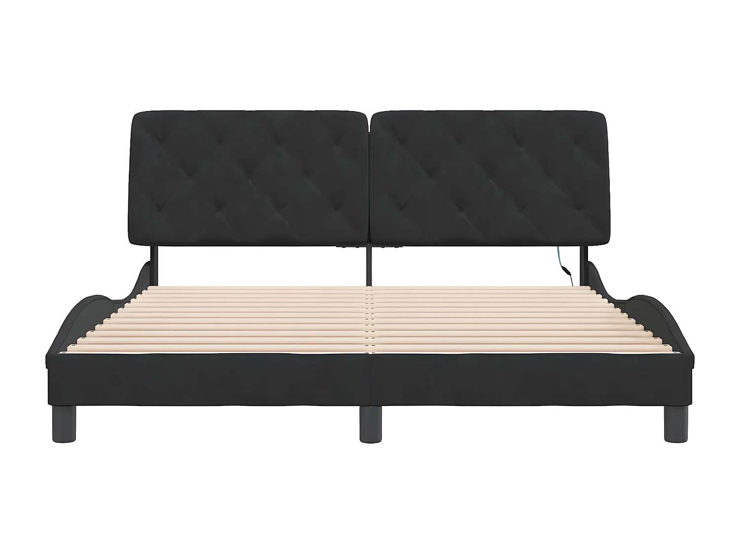 Estructura de cama con luces LED terciopelo negro 160x200 cm